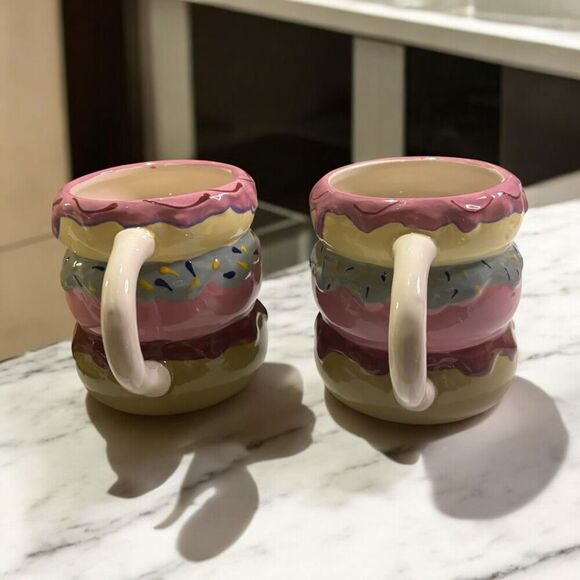 Room Essentials Earthenware Mug Set Of 2 Donut New - Picture 2 of 5